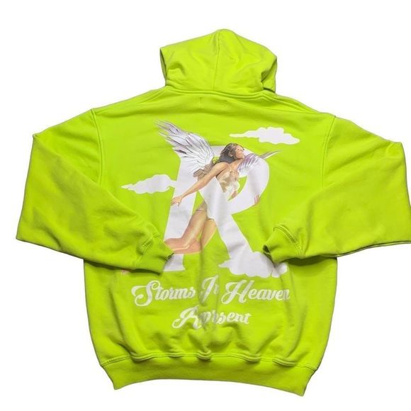 Represent Mens S Hoodie Gold Lime Green Angel Graphic Print - Picture 5 of 15